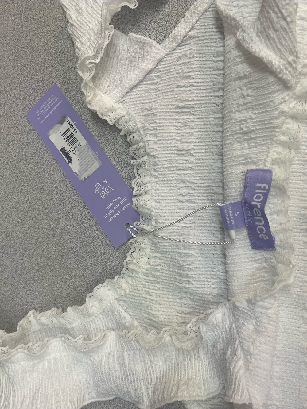 White Smocked Ruffle Strap Tank - Picture 2 of 3